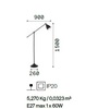 Misure Lampada da terra metallo nera direzionabile con faretto NEWTON PT1 NERO IDEAL LUX