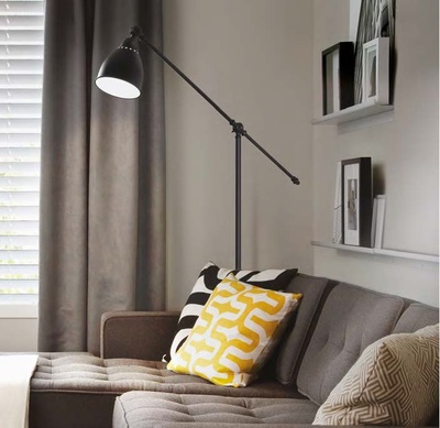Lampada da terra metallo nera direzionabile con faretto NEWTON PT1 NERO IDEAL LUX