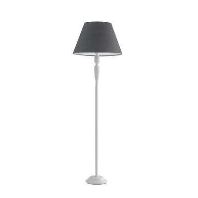 Piantana in metallo bianco fusto modellato e tessuto grigio  43859