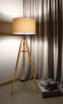Lampada con treppiede in legno da terra con paralume grezzo KLIMT PT1 IDEAL LUX