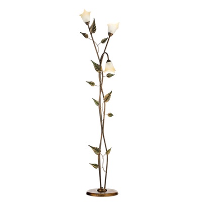 Lampada da terra piantana classica con 3 luci vetri calla decoro foglie LUCI CLASSICHE