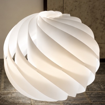 Lampada da tavolo importante in acrilico bianca 55 cm con globo a spirale  45635