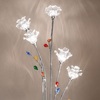 Particolare Piantana 5 luci steli sottili fiori sbocciati cristallo