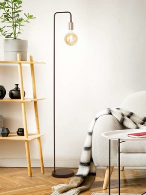 Piantana in metallo nero opaco particolari ottone economica lampadina vista 6605N PERENZ