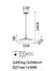 Misure Lampadario metallo brunito semplice 35cm