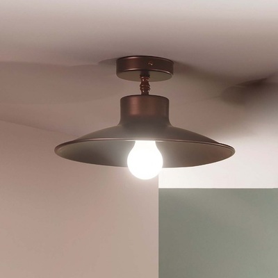 Plafoniera rustica piatto cappello metallo bronzo ramato 24cm BEATRICE PLP DUE P