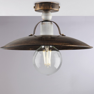 Punto luce a soffitto in metallo piatto bronzato antichizzato oro 30cm rustico vintage CANTINA LUCI