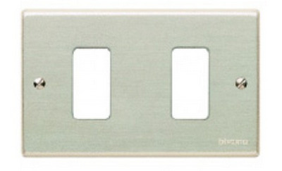 Placca 2 moduli BTICINO Magic alluminio viti 503/2/X BTICINO