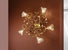 Lampada da soffitto 5 braccetti con foglioline e gocce oro francese  45339