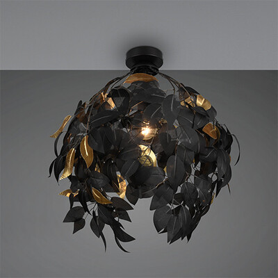Lampada soffitto 38 cm nero e oro cascata foglie plastica 41907 LEAVY LUCI MODERNE