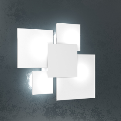 Plafoniera quadrata 45cm bianca design geometrico quadrati sovrapposti  44077