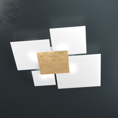Plafoniera maestosa 90cm foglia oro living design pareti valorizzate 1148/90-FO UPGRADE TOP LIGHT
