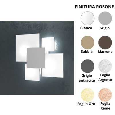 Plafoniera applique moderna 45 cm grigio quadrati sovrapposti per cucina e living  44082