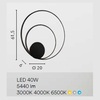 Misure Plafoniera led design doppio cerchio grande 62cm