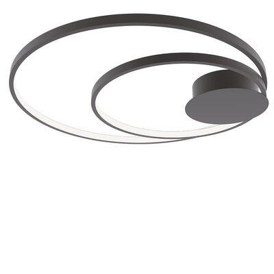 Plafoniera moderna a led struttura due cerchi neri d.62cm  43460
