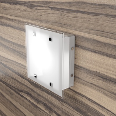 Plafoniera applique piccola quadrata 25x25 cm vetro bianco lucido 2 E27 1122/25 BRICK TOP LIGHT