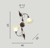 Immagine aggiuntiva di Plafoniera applique decorativa brunita 2 luci vetro ondulato sfumato ambra