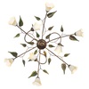 Plafoniera grande 1,30metri ramificata 9 luci con foglie vetro calla CALLA AMBRA PL6+3