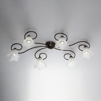 Plafoniera lunga 6 luci ricciolo semplice bronzo vetro 5 petali da soffitto classica ALICE LUCI CLAS