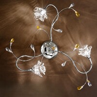 Plafoniera 3 luci figura rotonda steli sottili vetri fiore sbocciato cristallo DAFNE/PL3-CROMO DUE P