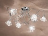 Plafoniera cromo 6 luci semi sospesa con vetri floreali cristallo  44876