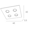 Misure Plafoniera 4 luci in vetro extrachiaro effetto riflesso luce elegante e sotti
