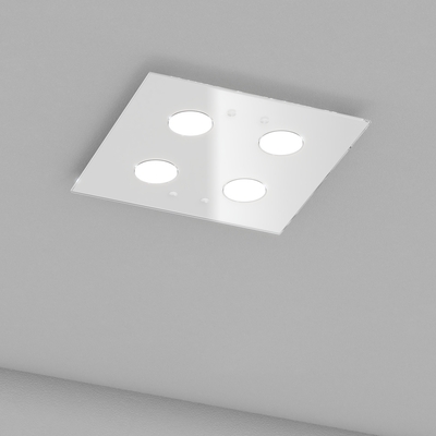 Plafoniera 4 luci in vetro extrachiaro effetto riflesso luce elegante e sottile 1141/PL4-BI PATH TOP