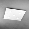 Ulteriore dettaglio di Plafoniera 5 luci sottile in vetro trasparente, eleganza riflessa a soffitto 