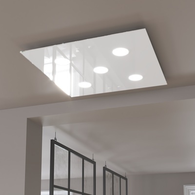 Plafoniera 5 luci sottile in vetro quadrato, eleganza riflessa a soffitto 1141/PL5-BI PATH TOP LIGHT