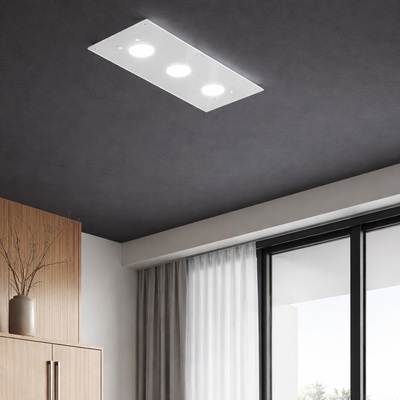 Plafoniera sottile 3 luci in vetro stile slim, eleganza riflessa per corridoio e ingresso 1141/PL3 R