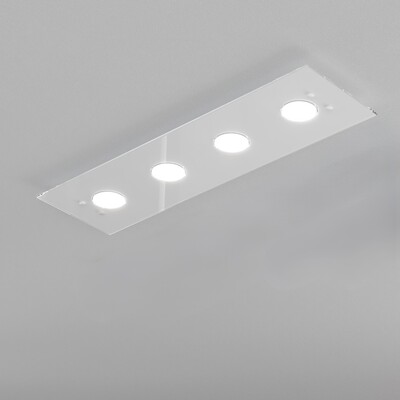 Plafoniera lunga 80cm piatta 4 luci riflesso luminoso contemporaneo 1141/PL4 R-BI PATH TOP LIGHT