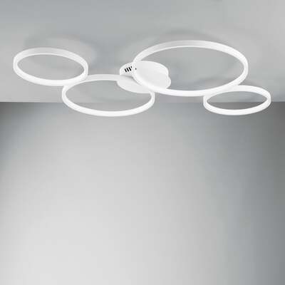 Grande plafoniera a led 8000lumen con 4 anelli uniti bianchi luce calda bianca o fredda  43469