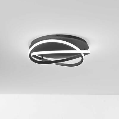 Plafoniera nera LED piccola moderna design cerchi orbite dimmerabile soggiorno camera  44654