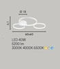 Particolare di Plafoniera led soffitto design bianca 3 anelli uniti led luce calda, bianca o fredda 