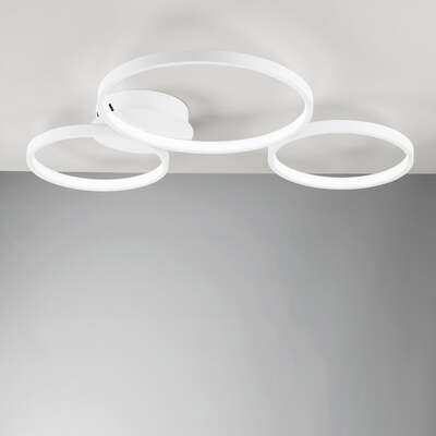 Plafoniera led soffitto design bianca 3 anelli uniti led luce calda, bianca o fredda 43468 LUCI LED