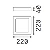 Misure Plafoniera semplice da interno a led quadrata 22cm