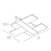 Misure plafoniera applique rettangoli acrilico grande 70cm