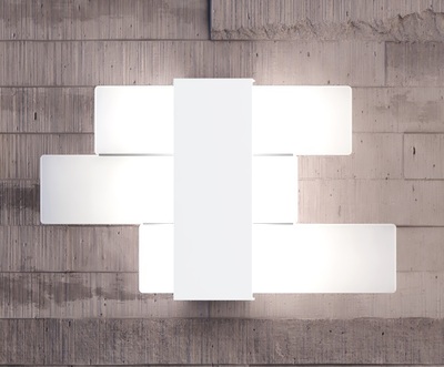 Plafoniera applique media bianca design geometrico a led luce calda o bianca  42735