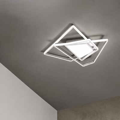 Plafoniera applique LED a trapezi silver sovrapposti movimento grafico e luce diffusa 4000k  44945