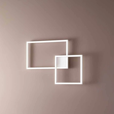 Plafoniera bianca design due riquadri sovrapposti led luce calda bianca fredda 75x54,5 6595-B-CTD PE