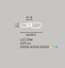 Particolare di Plafoniera 2 anelli bianchi uniti a led 3000K 4000K 6500K  43467