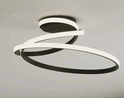 Plafoniera color nero goffrato moderna a led cerchi a spirale 40922 LUCI LED