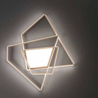 Plafoniera grande oro dimmerabile LED 3000k trapezi sfalsati geometria orbitale e luce diffusa  4494
