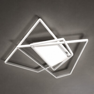 Plafoniera LED moderna 71x84 4000k dimmerabili trapezi silver sovrapposti luce centrale  44944