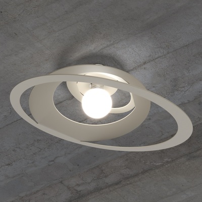 Plafoniera luce a vista 50cm sabbia con diffusore metallico a cerchi laser  44212