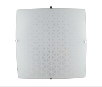 Plafoniera quadrata 3xE27 vetro bianco lucido decoro graniglia 39192 LUCI MODERNE