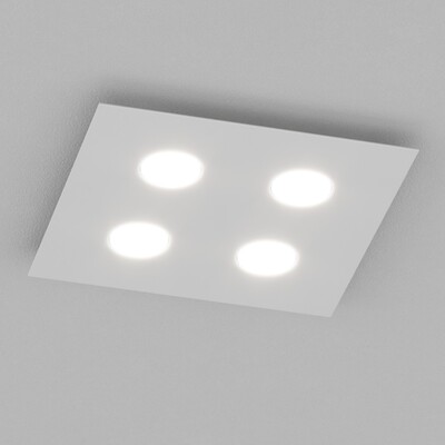 Lampada soffitto sottile 4 luci quadrata 40x40cm bianca metallo 1127/PL4-BI AREA TOP LIGHT