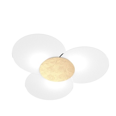 Lampadario a plafoniera particolare foglia oro vetri bianchi 6 luci 1114/70-FO CLOVER TOP LIGHT