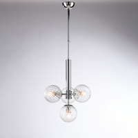 Lampadario 4 luci moderno cromo lucido sfere vetro trasparente artistico 43677 ARMONIA LUCI E COLORI