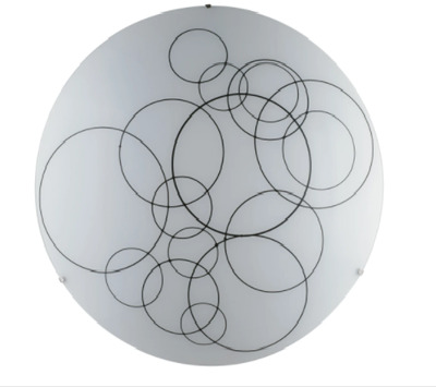 Plafoniera rotonda 3xE27 decoro cerchi neri 40cm 39188 LUCI MODERNE